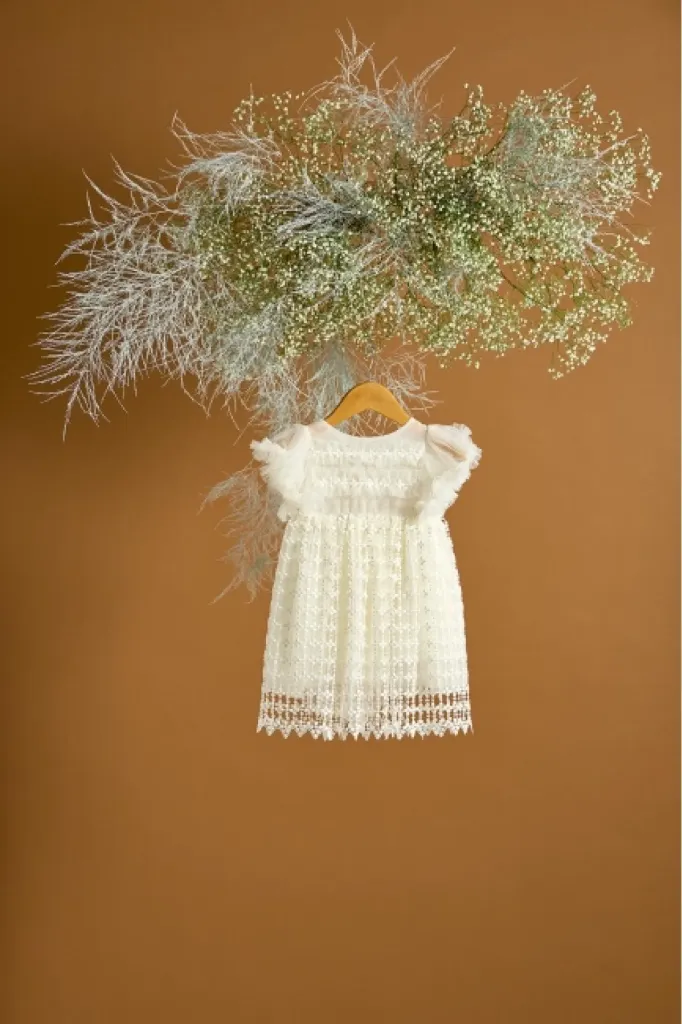 [RG1025] RADU DRESS RG1025 - Christening dress with off-white guipure lace