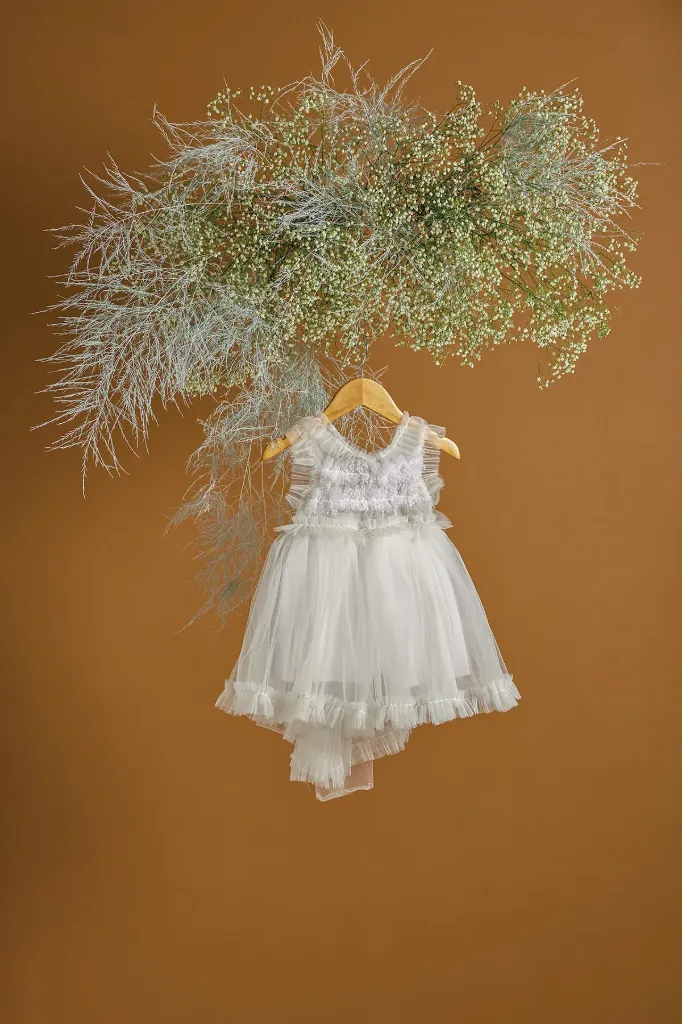 RADU DRESS RG1039 - White christening dress with bow on the back 3-6M